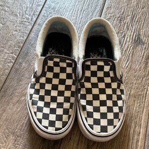 Vans Black and White Checkered Slip-On Sneakers women size 7